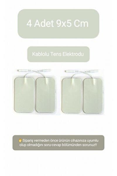 4 Adet 9x5 Cm Universal Büyük Boy Kablolu Tens Pedi - Tens Elektrot Pedi - Yedek Tens Elektrodu