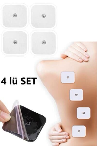 4 Adet Kendinden Yapışkanlı Tens Cihazı çıtçıtlı Yedek Elektrot 5x5 Tens Pedi Elektrod Kare Tens Ped