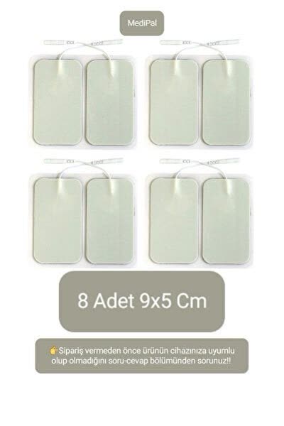 8 Adet 9x5 Cm Universal Büyük Boy Kablolu Tens Pedi - Tens Elektrot Pedi - Yedek Tens Elektrodu